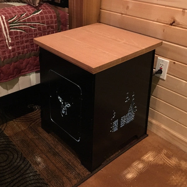 Cabin Night Stand with Lamp / Night Light Combo