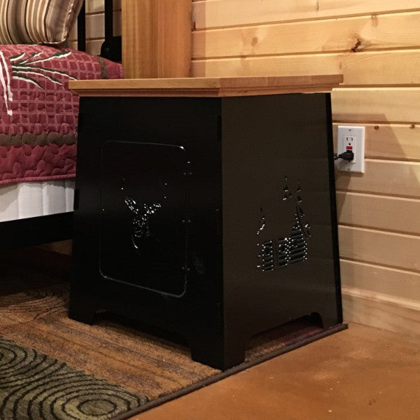Cabin Night Stand with Lamp / Night Light Combo