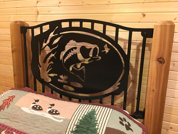 "Top Water Bass" Rustic Queen Bed