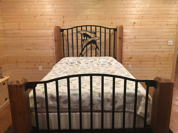 "Playing Dolphins" Rustic Queen Bed
